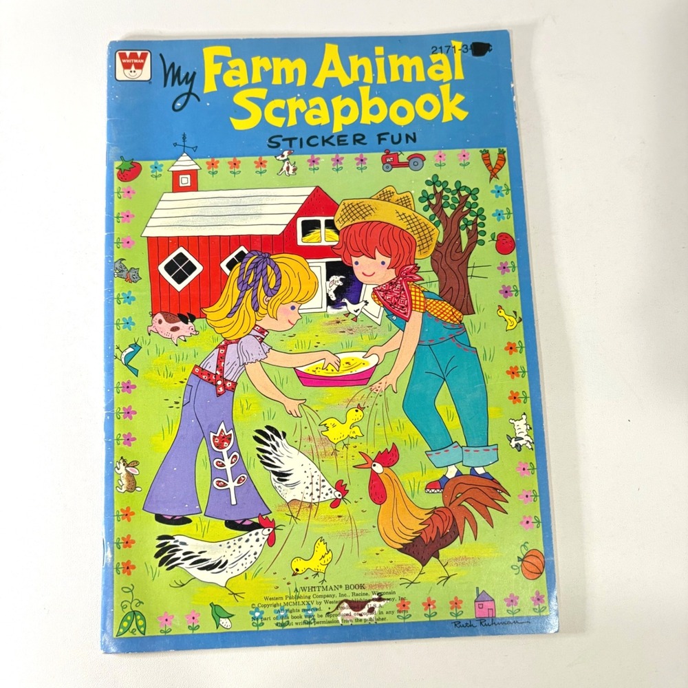 Vintage 1975 Whitman My Farm Animal Scrapbook Sticker Fun Activity Book 2171-34